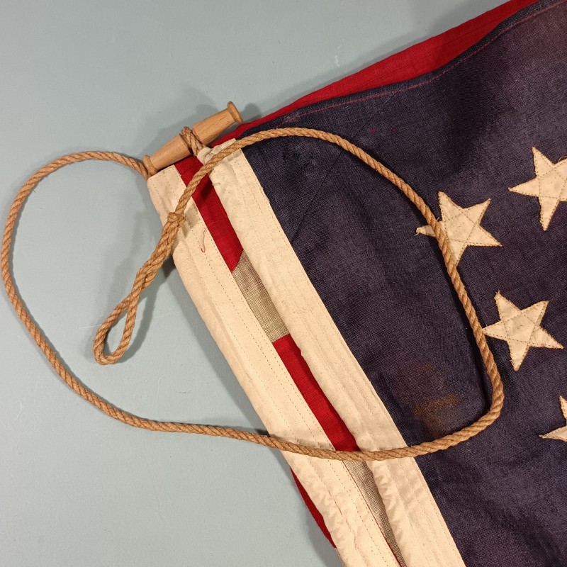 U.S.A. DRAPEAU US FABRICATION EN LIN POUR LA MARINE ANNEES 1930 1940 50 ETOILES COUSUES 100 X 150 cm